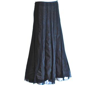 Cabo Black Maxi Skirt With Rows Of Ribbon & Netting - Italy